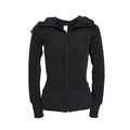 Slim fit black athletic zip-up hoodie with hood and thumbhole cuffs for women - S / Black