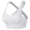 Soutien-gorge de sport blanc avec larges bretelles et dos croisé sur fond neutre - Blanc