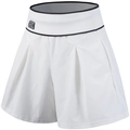 Weiße Tennis-Shorts mit hoher Taille, Plissee-Design, BK-Logo und gestreiftem Bund - S / Weiß