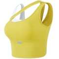 Brassière de sport asymétrique jaune et blanc avec logo PUH et bande élastique large - S / Jaune-vert