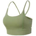 Soutien-gorge de sport vert sauge à fines bretelles croisées et ourlet large pour yoga - Vert