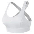 Sujetador deportivo blanco de alto impacto con tirantes anchos y espalda cruzada para gym - S / Blanco