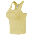 Lime yellow racerback sports bra with inner chest padding and moisture-wicking fabric - Light Yellow