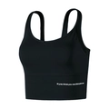 Sujetador deportivo negro de alto impacto con tirantes anchos y eslogan impreso - S / Negro