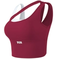 Reggiseno sportivo bordeaux e bianco con logo PUH e design asimmetrico sulla spalla - Taglia S / Top / Rosso