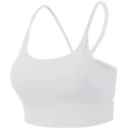 Détail de la brassière de sport blanche avec fines bretelles et dos croisé respirant - Blanc