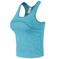 Teal heathered racerback sports bra with breathable mesh and built-in chest pads - Fantasy Blue