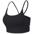 Détail de la brassière noire à fines bretelles croisées et large ourlet pour le maintien - Noir