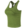 Green shockproof racerback sports bra with seamless knit texture and padded chest - Wake Green