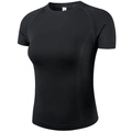 Slim fit black quick-dry running T-shirt with breathable mesh texture and raglan sleeves - S / Black