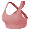 Sujetador deportivo rosa con tirantes anchos y espalda cruzada para fitness - S / Rosa
