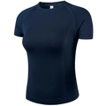 Slim fit navy blue quick dry yoga t-shirt with diagonal texture and raglan sleeves - S / Blue