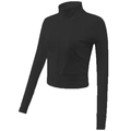 Veste de sport noire cintrée pour femme avec fermeture éclair col montant et passe-pouce - Noir