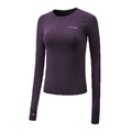 Slim fit dark purple athletic long sleeve shirt with thumb holes and breathable fabric - Purple Sweet Potato