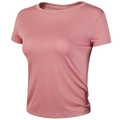 Slim fit yoga crop top in dusty pink with side drawstring ruched detail and crew neck - Pink