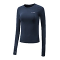 Slim fit navy blue long sleeve yoga shirt with thumb holes and breathable mesh panels - Royal Blue