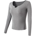 Top corto grigio a maniche lunghe attillato con scollo a intaglio e maglia a coste - S / Grigio