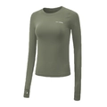 Olive green slim fit long sleeve sports T-shirt with thumbholes and logo detail - Grass Green