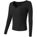 Top da yoga nero a maniche lunghe a coste con scollo a tacche e vestibilità slim - S / Nero