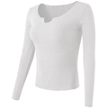 Top da yoga bianco slim fit a maniche lunghe con maglia a coste e scollo a V intagliato - L / Bianco