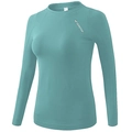 Dames sportshirt met lange mouwen in meerblauw, sneldrogend met Neverstop-print - Meerblauw (Groen)