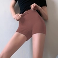 Women's high waist seamless yoga shorts in brick red stretch fabric for fitness - Coffee