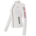 White slim fit athletic jacket with stand collar and purple letter print on sleeve - White (Light Fleece)