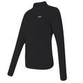Top de running negro ajustado con media cremallera y logotipo RUN para mujer activa - S / Negro