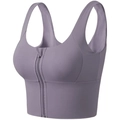 Soutien-gorge de sport lavande avec fermeture éclair avant et larges bretelles de soutien - Violet