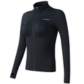 Slim fit black yoga jacket with stand collar, full zipper and thumbhole cuffs for women - S / Black
