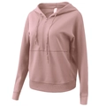 Women's thick dusty pink half-zip hoodie with adjustable drawstrings for autumn fitness - S / Pink