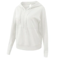 White half-zip hooded sweatshirt with adjustable drawstrings and ribbed cuffs for sports - S / White