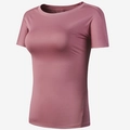 T-shirt de yoga réfléchissant pour femme en tissu respirant rose coupe ajustée - Rose rouge