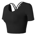 Top corto de yoga negro para mujer con espalda cruzada y tejido deportivo elástico - L / Negro