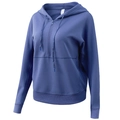 Women's grey-blue half-zip hoodie with ribbed cuffs and drawstring hood for fitness - Blue