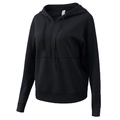 Women's black half-zip hoodie sweatshirt with drawstring and ribbed cuffs - S / Black