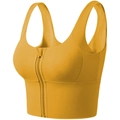 Soutien-gorge de sport jaune moutarde avec fermeture éclair frontale et maintien - Jaune
