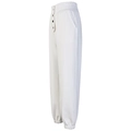 High waist loose white joggers with button detail and elastic cuffs for women - S / Off-white