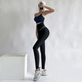 Legging de yoga taille haute avec contrôle du ventre en bleu marine et noir chiné - S / Noir