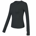 Slanke zwarte sportjas voor dames met rits, capuchon en handige duimgaten voor fitness - S / Zwart