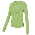 Nauwsluitende neongroene sportjas met capuchon en duimgaten voor fitness en hardlopen - S / Groen