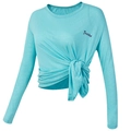 Damen Sportoberteil in Hellblau mit modischem Knoten vorne und atmungsaktivem Stoff - Blau