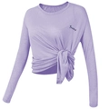 Damen Sportoberteil in Lavendel mit Langarm, elegantem Seitenknoten und atmungsaktivem Stoff - Lila