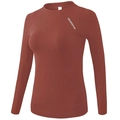 Slim fit long sleeve rust red yoga top with crew neck and breathable athletic fabric - S / Rust Red
