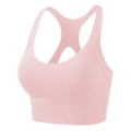 Pink racerback sports bra with supportive seamless design for yoga and fitness training - S / Nude Pink