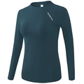 Slim fit long sleeve yoga top in dark forest green with NEVERSTOP text on chest - Dark Green