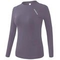 Slim fit long sleeve purple yoga top with Neverstop text and breathable elastic fabric - Purple