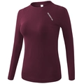 Slim fit burgundy long sleeve yoga top with Neverstop print in high-stretch fabric - S / Burgundy
