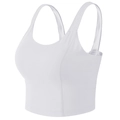 Soutien-gorge de sport blanc à fort impact avec larges bretelles et col en U pour yoga - Blanc