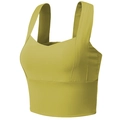 Lime green sports bra with wide straps and elastic wide underband for fitness - Leaf Yellow